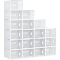 HOMCOM 18PCS Clear Shoe Box, Plastic Stackable Shoe Storage Box for UK/EU Size up to 12/46 with Magnetic Door for Women/Men, 28 x 36 x 21cm | Aosom Ireland