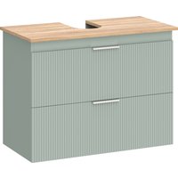 HOMCOM Waschbeckenunterschrank, Badunterschrank mit 2 Schubladen, Unterschrank unter Waschbecken, moderner Stil, 80 x 40 x 60 cm, grün und Holzoptik Aosom