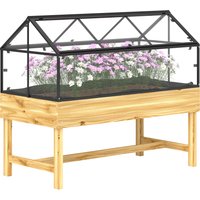 Outsunny Mini Serre sur Pieds dim. 120L x 60l x 103H cm double toit ouvrable Panneaux de Polycarbonate, acier, Bois Sapin traité