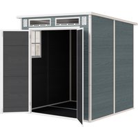 Outsunny Abri de Jardin en Plastique 6 x 6 ft, Effet Bois, avec Plancher, Fenêtres, Portes Verrouillables et Aérations, Gris