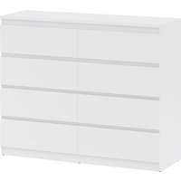 HOMCOM Commode 8 tiroirs meuble de rangement sans poignées design minimaliste 120 x 39 x 100 cm blanc