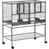 PawHut Wide Large Metal Bird Cage, Grey | Aosom Ireland