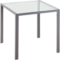 HOMCOM Modern Square Dining Table for 2-4 People, with Glass Top & Metal Legs for Dining Room, Living Room, Grey | Aosom Ireland