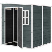 Outsunny Abri de rangement extérieur 6 x 6 pieds avec porte verrouillable, plancher pour jardin, gris vieilli