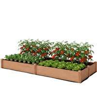 Outsunny Carré Potager en Bois Lit de Jardin Surélevé 4 Zones de Culture Fond Ouvert Montage sans Outil 234x109x25cm Marron Clair