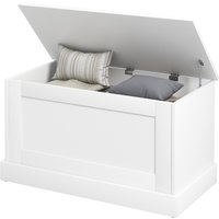 HOMCOM Coffre de rangement, coffre à jouets, avec charnière de sécurité, pour salon, en bois, 80 x 40 x 45 cm, blanc