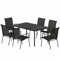 Outsunny Ensemble de repas 7 pièces : Table rectangulaire et 6 chaises empilables pour jardin