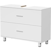 HOMCOM Meuble sous lavabo, meuble de salle de bain avec 2 tiroirs, style moderne, 80 x 30 x 60 cm, blanc