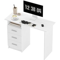 HOMCOM Bureau d'ordinateur avec 3 tiroirs et étagère ouverte, bureau informatique, style moderne, 100 x 40 x 75 cm, blanc