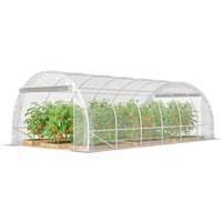 Outsunny Serre tunnel de jardin 18m² serre de jardin tunnel 296x597x199cm cadre acier galvanisé, bâche PE 150g/m² transparent