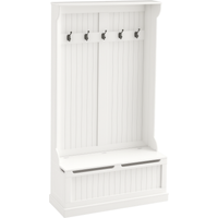 HOMCOM HOMCOM Garderobenständer, Kleiderständer mit Haken, Garderobe mit Sitzbank, Stauraum für Eingangsbereich, Flur, Weiß, 96 x 34 x 179,7 cm Aosom
