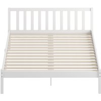 HOMCOM Cadre de lit en bois massif 140x190 cm lit simple avec tête de lit et sommier à lattes solide pour enfants adultes