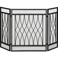 HOMCOM 3-Panel Fireplace Screen Heat Flame 126cm Metal Folding Protective Guard for Child Pet Home Spark Barrier with Mesh Pattern | Aosom Ireland