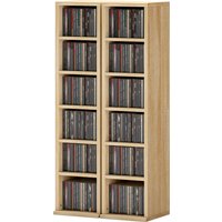 HOMCOM Lot de 2 étagères colonnes armoire de rangement CD-DVD 12 compartiments 21 x 22,5 x 88,5 cm capacité 204 CD chêne
