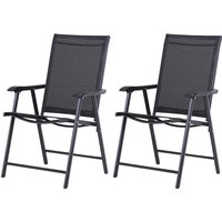 Outsunny Metal Garden Chairs Black Foldable Outdoor Patio Dining Seat Set of 2 | Aosom Ireland