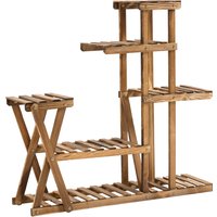 Outsunny Wooden Flower Shelf Pot Supports Wooden Plant Stand 6 shelves - dim. 98L x 28l x 95H cm - Carbonization-treated Fir Wood for Indoor Garden Terrace Balcony | Aosom Ireland