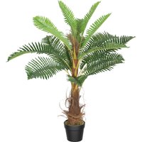 HOMCOM Palmier Artificiel palmier 100 cm avec 21 Feuilles en PEVA, Plante Décorative avec Pot en Plastique, Vert