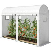 Outsunny Serre de Jardin, Petite Serre de Balcon en Bâche PE Châssis Acier, Portes et Fenêtres Roulantes 300 x 100 x 200 cm blanc