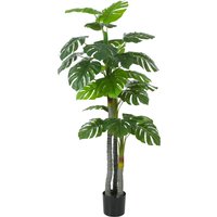 HOMCOM Arbre Artificiel Plante Artificielle Monstera H.1,5 m Tronc Branches Lichen Feuilles de Tortue Grand réalisme Pot Inclus