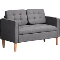 HOMCOM 2 Sitzer Sofa, Couch mit Stauraum, Holzbeine, Gepolsterter Polstersofa mit Samtoptik für Wohnzimmer, Schlafzimmer, 117x62x78 cm, Grau Aosom