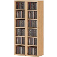 HOMCOM Lot de 2 étagères colonnes armoire de rangement CD-DVD 12 compartiments 21 x 22,5 x 88,5 cm capacité 204 CD bois naturel