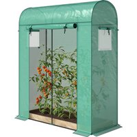 Outsunny Serre de Jardin, Petite Serre de Balcon en Bâche PE et Châssis Acier, Porte Roulante et Fenêtres 170 x 68 x 200 cm, Vert