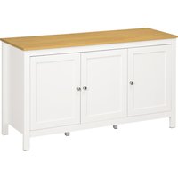HOMCOM Sideboard storage unit with 3 doors 2 adjustable shelves light wood-effect top 120 x 40 x 70 cm white
