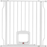 PawHut Adjustable Dog Safety Gate 75-85 cm, Double-Lock Stair Gate, 76 cm Height, White