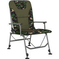 Outsunny Camping Chair Padded Reclining Folding Chair with Wide Armrests for Adults Camouflage | Aosom Ireland