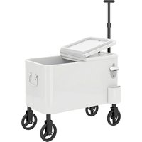 Outsunny Carrello Frigorifero 56L con Ruote Manico Regolabile Apribottiglie Raccoglitappi Drenaggio e Maniglia 75x35x120 cm Bianco Aosom Italy