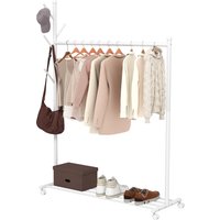 Aosom HOMCOM Portant à vêtements portemanteau sur roulettes avec étagère à chaussures et 5 crochets 120 x 43 x 171 cm blanc