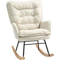 HOMCOM Fauteuil à bascule, rocking chair en chenille, dossier et assise larges rembourrés, accoudoirs, 71 x 98,5 x 97 cm, beige