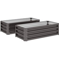 Outsunny Steel Raised Beds for Garden, Outdoor Planter Box, Set of 2, for Flowers, Herbs and Vegetables, Dark Grey