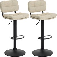 HOMCOM Lot de 2 tabourets de bar Vintage capitonné - pivotant, réglable - repose-pied - revêtement synthétique crème