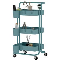 Aosom HOMCOM Chariot à 3 niveaux desserte avec 4 crochets et 3 boîtes suspendues amovibles pour 42 x 38 x 865 cm bleuvert