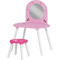 AIYAPLAY Kids Dressing Table with Mirror and Stool, Girls Vanity Set for Kids Room, Bedroom, Nursery, for Ages 3–6 Years, Pink