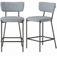 HOMCOM Lot de 2 tabourets de bar, chaises de bar, assise rembourrée, dossier courbé et repose-pieds, 49 x 53 x 93 cm, gris