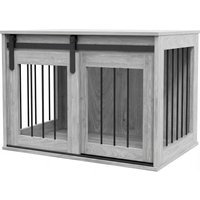 PawHut Cage caisse pour chien animaux intérieur porte coulissante, métal effet bois, dim. 57H x 80L x 54l cm