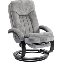 HOMCOM Swivel Recliner Chair with Footrest, Manual Recliner Armchair with Wooden Base, Plush Velvet Upholstered Reclining Chair for Living Room, Bedroom, Office, Grey
