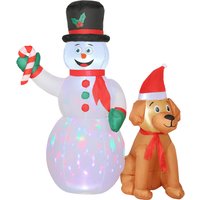 6FT Christmas Inflatables Snowman & Dog Built LED Lights Flashing Light Blow Up Christmas Inflatable Decoration Indoor Outdoor Decor Garden