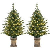 Set Two Artificial 4ft Christmas Trees Lights