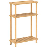 HOMCOM Bamboo Side Table, 3-Tier Slim End Table, Nordic Style, for Living Room, Bedroom, Office, Tool-Free Assembly, Natural Wood Finish