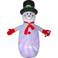 8FT Christmas Inflatable Outdoor Decoration Dynamic Disco & LED Lights Self Inflating Christmas Blow Up Snowman Garden Indoor Outdoor Home Decor