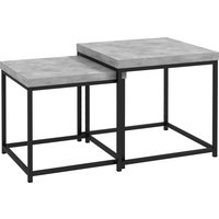 HOMCOM Coffee Table Set of 2, Nest of Tables with 3.5cm Thick Tabletop, Grey