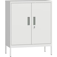 HOMCOM Metal Storage Cabinet with Lock and Adjustable Shelves - White