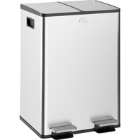 HOMCOM Pattumiera Differenziata 2 Scomparti 20L da Cucina a Pedale, Cestino Spazzatura con 2 Coperchi a Chiusura Silenziosa in Acciaio Inox e PP,