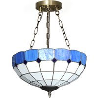 HOMCOM Tiffany Style Ceiling Light, Vintage Chandelier with 3 E27 Sockets, Semi Flush Mount for Living Room, Bulbs Not Included