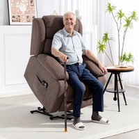 HOMCOM Eight-Point Massage Electric Lift Recliner Chair for Elderly, Power Rise & Recline Armchair with Remote, Dark Brown Aosom UK