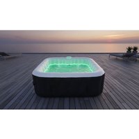 Spa gonflable avec bandeau LED SUNSPA - AC02-LED - 185 x 65 cm - 6 places - Carré (Avec filtre, cadenas, tapis de sol et