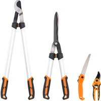 Outsunny Set da Giardinaggio 4 Pezzi con Cesoie, Troncarami, Forbici da Potatura e Seghetto Pieghevole Aosom Italy
